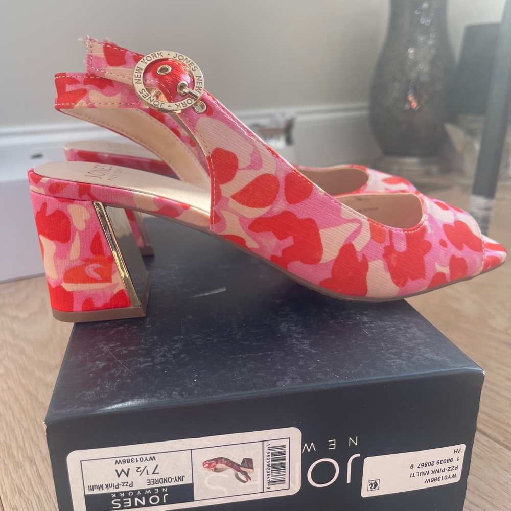 Jones New York Floral Red & Pink Heels